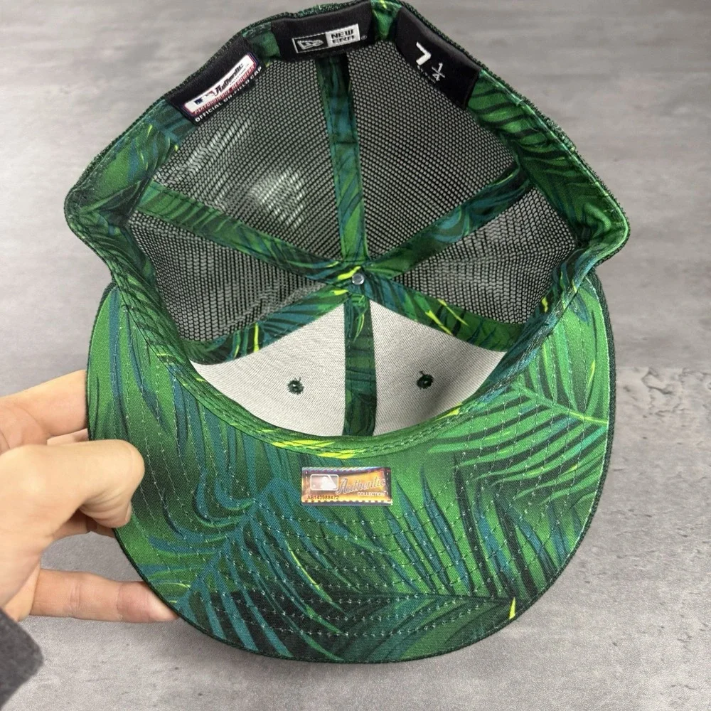 New Era‎ Oakland Athletics A's Hat 7 1/4 59Fifty Cap Mesh Green Floral Nature